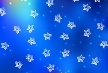 Light BLUE vector pattern with christmas stars.