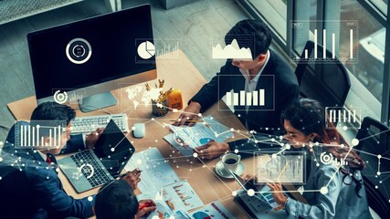 Creative visual of business data analyzing technology . Concept of digital data for marketing...