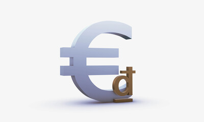Fototapeta premium Dollar and Vietnamese dong Symbols Isolated on White Background