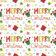 Christmas seamless pattern. Flat cartoon style illustration isolated on white background.