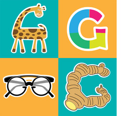 G Letter Flashcard Vector