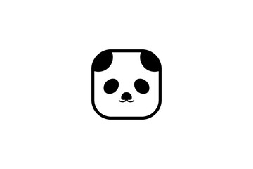 cute panda simple logo in square. panda icon.