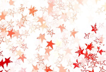 Light Red vector backdrop with small and big stars.