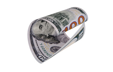 New US Dollar, American Banknote, Curled Banknote Money