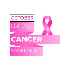 New Amazing Breast Cancer Awareness. Breast Cancer Awareness Month With Pink shape Ribbon. 