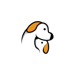 Illustration of two brown dogs logo design. cute little dog. with a flat and minimalist style