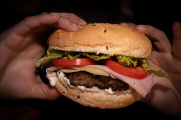 hamburger in hand