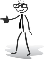 stick man illustration - pointing and showing to the left