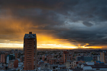 beautiful sunset over the city of Bogota, Colombia, on July 10, 2021