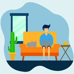 people work from home accompanied by their favorite cat