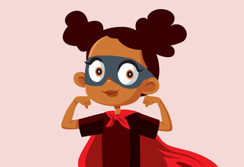 Superhero Little Girl Vector Cartoon Illustration