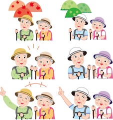 人物セットシニア夫婦の春夏登山秋登山