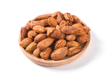 Almonds unpeeled nuts isolated on white background