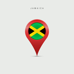 Teardrop map marker with flag of Jamaica. Vector illustration