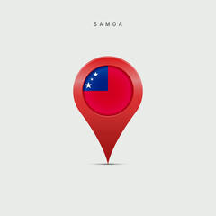 Teardrop map marker with flag of Samoa. Vector illustration