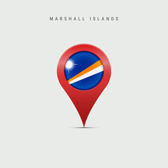 Teardrop map marker with flag of Marshall Islands. Vector illustration