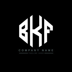 BKF letter logo design with polygon shape. BKF polygon logo monogram. BKF cube logo design. BKF hexagon vector logo template white and black colors. BKF monogram, BKF business and real estate logo. 