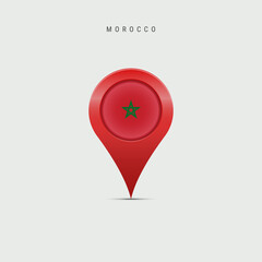 Teardrop map marker with flag of Morocco. Vector illustration