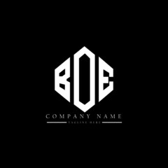 Fototapeta premium BOE letter logo design with polygon shape. BOE polygon logo monogram. BOE cube logo design. BOE hexagon vector logo template white and black colors. BOE monogram, BOE business and real estate logo. 
