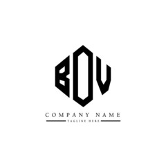 BOV letter logo design with polygon shape. BOV polygon logo monogram. BOV cube logo design. BOV hexagon vector logo template white and black colors. BOV monogram, BOV business and real estate logo. 