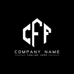 CFF letter logo design with polygon shape. CFF polygon logo monogram. CFF cube logo design. CFF hexagon vector logo template white and black colors. CFF monogram, CFF business and real estate logo. 