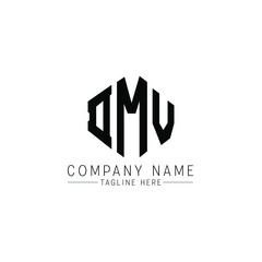 DMV letter logo design with polygon shape. DMV polygon logo monogram. DMV cube logo design. DMV hexagon vector logo template white and black colors. DMV monogram, DMV business and real estate logo. 