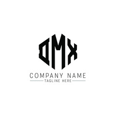 DMX letter logo design with polygon shape. DMX polygon logo monogram. DMX cube logo design. DMX hexagon vector logo template white and black colors. DMX monogram, DMX business and real estate logo. 