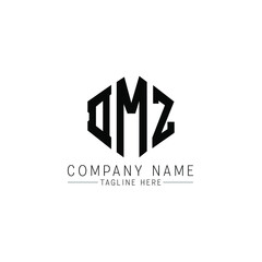 Obraz premium DMZ letter logo design with polygon shape. DMZ polygon logo monogram. DMZ cube logo design. DMZ hexagon vector logo template white and black colors. DMZ monogram, DMZ business and real estate logo. 