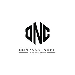Fototapeta premium DNC letter logo design with polygon shape. DNC polygon logo monogram. DNC cube logo design. DNC hexagon vector logo template white and black colors. DNC monogram, DNC business and real estate logo. 