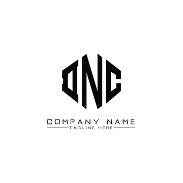 DNC letter logo design with polygon shape. DNC polygon logo monogram. DNC cube logo design. DNC hexagon vector logo template white and black colors. DNC monogram, DNC business and real estate logo. 