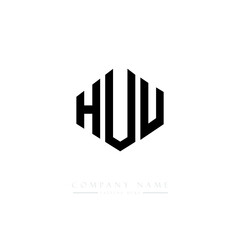 HUU letter logo design with polygon shape. HUU polygon logo monogram. HUU cube logo design. HUU hexagon vector logo template white and black colors. HUU monogram, HUU business and real estate logo. 