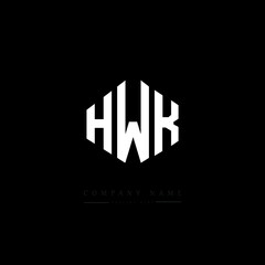 HWK letter logo design with polygon shape. HWK polygon logo monogram. HWK cube logo design. HWK hexagon vector logo template white and black colors. HWK monogram, HWK business and real estate logo. 