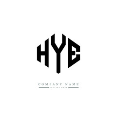 HYE letter logo design with polygon shape. HYE polygon logo monogram. HYE cube logo design. HYE hexagon vector logo template white and black colors. HYE monogram, HYE business and real estate logo. 