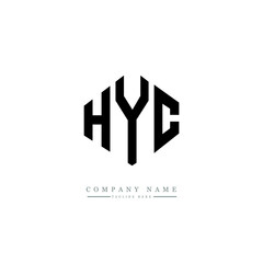 HYC letter logo design with polygon shape. HYC polygon logo monogram. HYC cube logo design. HYC hexagon vector logo template white and black colors. HYC monogram, HYC business and real estate logo. 