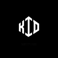KID letter logo design with polygon shape. KID polygon logo monogram. KID cube logo design. KID hexagon vector logo template white and black colors. KID monogram, KID business and real estate logo. 