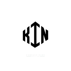 KIN letter logo design with polygon shape. KIN polygon logo monogram. KIN cube logo design. KIN hexagon vector logo template white and black colors. KIN monogram, KIN business and real estate logo. 