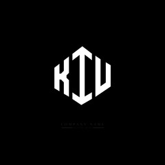 KIU letter logo design with polygon shape. KIU polygon logo monogram. KIU cube logo design. KIU hexagon vector logo template white and black colors. KIU monogram, KIU business and real estate logo. 