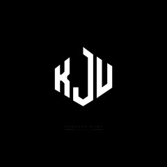 KJU letter logo design with polygon shape. KJU polygon logo monogram. KJU cube logo design. KJU hexagon vector logo template white and black colors. KJU monogram, KJU business and real estate logo. 