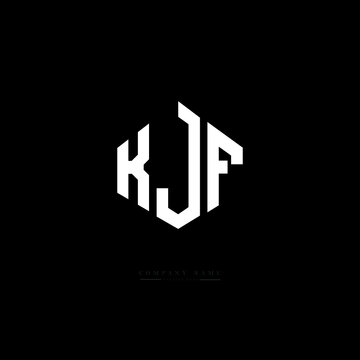 KJF letter logo design with polygon shape. KJF polygon logo monogram. KJF cube logo design. KJF hexagon vector logo template white and black colors. KJF monogram, KJF business and real estate logo. 