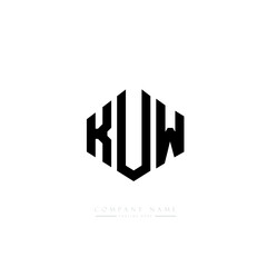 KUW letter logo design with polygon shape. KUW polygon logo monogram. KUW cube logo design. KUW hexagon vector logo template white and black colors. KUW monogram, KUW business and real estate logo. 