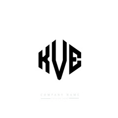 KVE letter logo design with polygon shape. KVE polygon logo monogram. KVE cube logo design. KVE hexagon vector logo template white and black colors. KVE monogram, KVE business and real estate logo. 