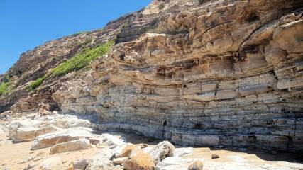 Exposed Coal Seam in the Cliff Face at Dudley Beach New South Wales Australia