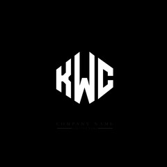 KWC letter logo design with polygon shape. KWC polygon logo monogram. KWC cube logo design. KWC hexagon vector logo template white and black colors. KWC monogram, KWC business and real estate logo. 