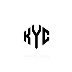 Fototapeta premium KYC letter logo design with polygon shape. KYC polygon logo monogram. KYC cube logo design. KYC hexagon vector logo template white and black colors. KYC monogram, KYC business and real estate logo. 