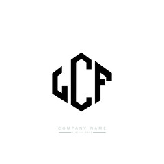 LCF letter logo design with polygon shape. LCF polygon logo monogram. LCF cube logo design. LCF hexagon vector logo template white and black colors. LCF monogram, LCF business and real estate logo. 