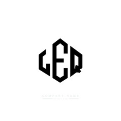 LEQ letter logo design with polygon shape. LEQ polygon logo monogram. LEQ cube logo design. LEQ hexagon vector logo template white and black colors. LEQ monogram, LEQ business and real estate logo. 