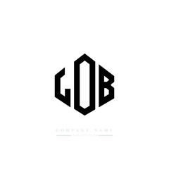 LOB letter logo design with polygon shape. LOB polygon logo monogram. LOB cube logo design. LOB hexagon vector logo template white and black colors. LOB monogram, LOB business and real estate logo. 