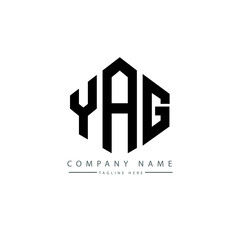 YAG letter logo design with polygon shape. YAG polygon logo monogram. YAG cube logo design. YAG hexagon vector logo template white and black colors. YAG monogram, YAG business and real estate logo. 