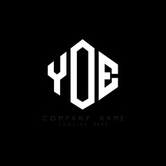 YOE letter logo design with polygon shape. YOE polygon logo monogram. YOE cube logo design. YOE hexagon vector logo template white and black colors. YOE monogram, YOE business and real estate logo. 