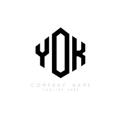YOK letter logo design with polygon shape. YOK polygon logo monogram. YOK cube logo design. YOK hexagon vector logo template white and black colors. YOK monogram, YOK business and real estate logo. 